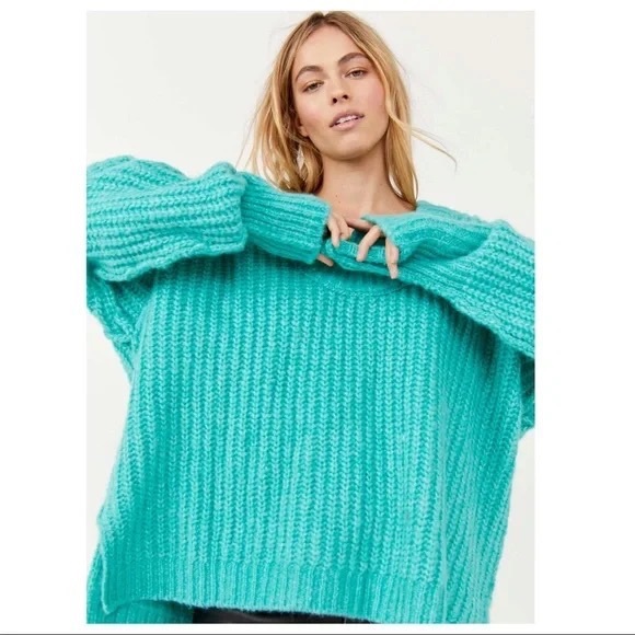 FREE PEOPLE BOHO PULLOVER SWEATER RETRO 90s VIBES CHUNKY KNIT COZY PULLOVER A3C - Picture 8 of 13